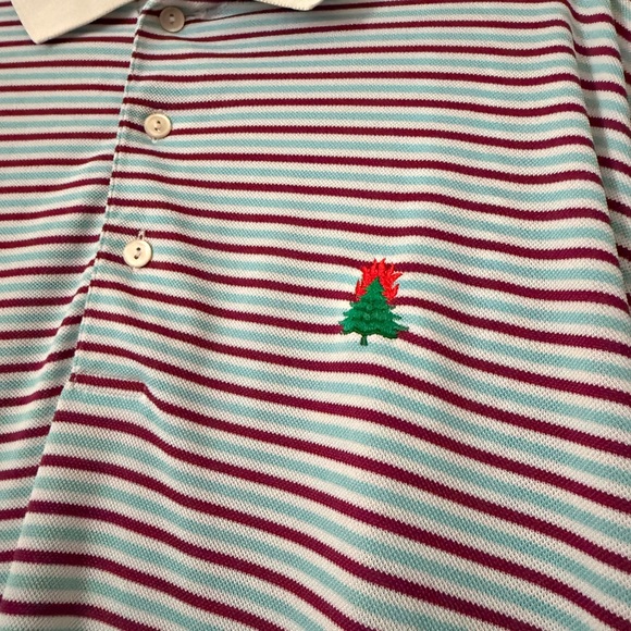 Peter Millar Red and White Striped Polo Shirt - Picture 3 of 4